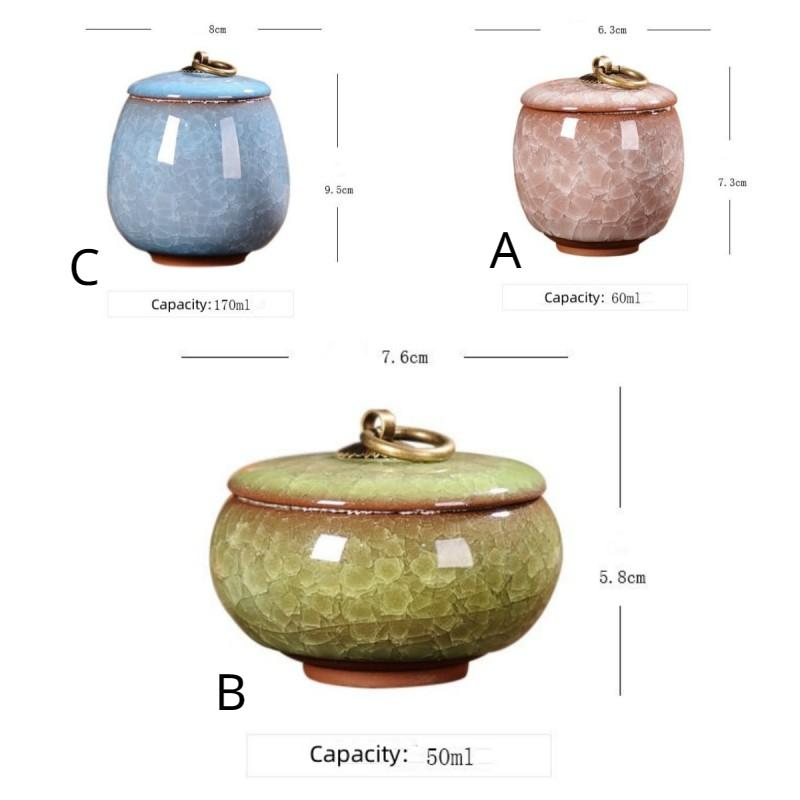 Cracked Ceramic Tea Caddies Coffee Canister Household Portable Travel Mini Porcelain Sealed Moisture-proof Storage Jar Home Deco