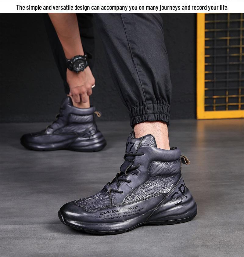 2021 European Autumn/Winter Trendy Men's Cowhide Platform Dad Shoes