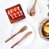 Reuseable Home Portable Acacia Wooden Flatware Utensils Set Cutlery Tableware Knife Fork Spoon