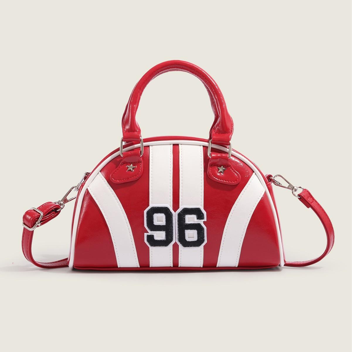 Женская сумка Niche Contrasting Shell Bag Bowling Handheld Texture American Fashion на одно плечо Boston Bag