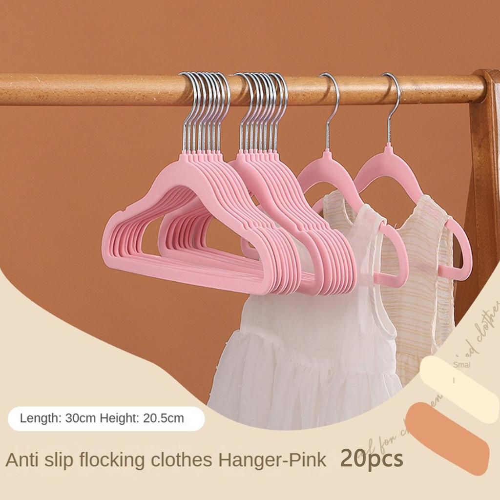 10/20Pcs Plastic Flocked Hangers, Children's Hangers, Non-Slip Shoulder-Protecting Small Hangers, Do Not Bulge, Do Not Damage Clothes