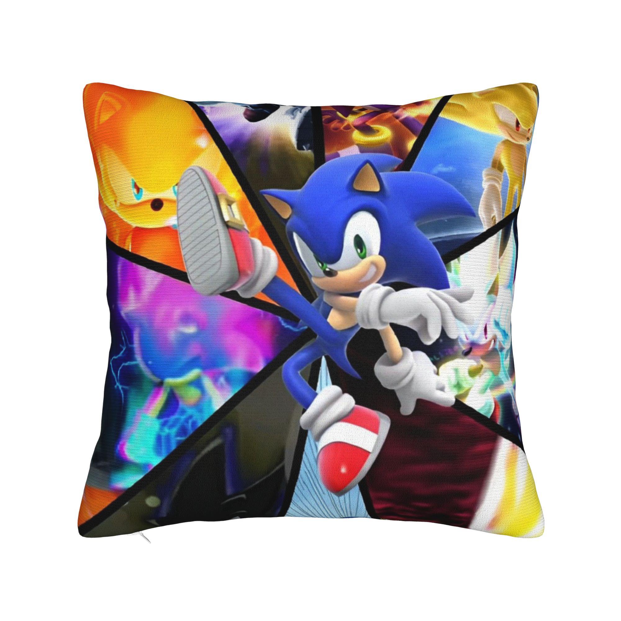 Cartoon S-Sonic Pillowcase Merch Soft Cushion Cover Decoration  Throw Pillow Case Cover Home Multi Size 12x12Inch