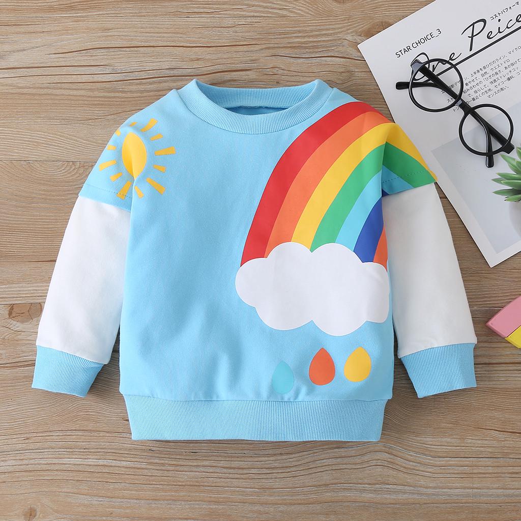 Toddler Kids Baby Boys Girls Long Sleeve Rainbow Print Sweater Tops Clothes Toddler Kids Baby Boys Girls Long Sleeve Rainbow Print Sweater Tops Clothes