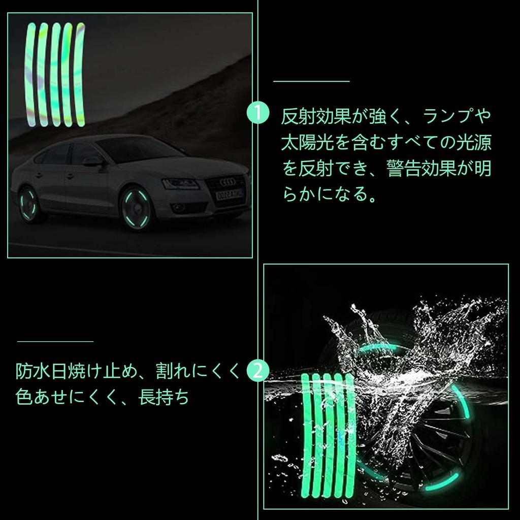 Car Wheel Decoration Reflective Sticker 40pc Rim Sticker Waterproof Flexible Night Reflective Safety Decoration