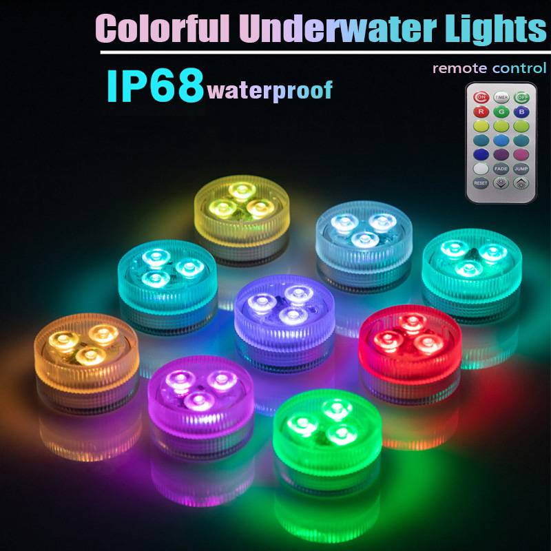 16 צבעים RGB תאורת צלילה עמידה למים IP68 תאורת בריכת שחייה שלט רחוק RF תאורת לילה שקועה לבריכה אגרטל