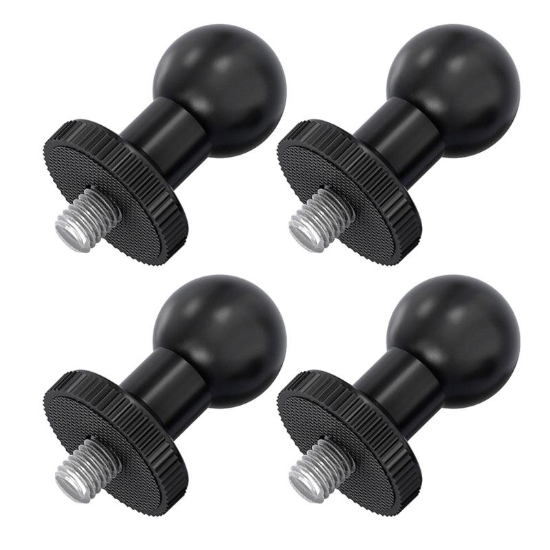 Confezione da 4 adattatori a testa sferica da 17 mm con vite da 1/4 di pollice per action cam, DSLR, supporto per telefono e tablet