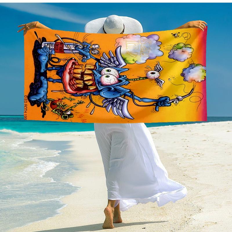 Rat Fink Power Fashion Beach Towel: Ideal for Summer Adventures Soft, absorbent and quick drying suitable for swimming and bathing