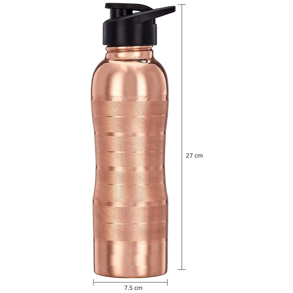 Copper Water Bottle with Fliptop |100% Pure Copper Water BottleICopper Bottle for Home, School & Office | Lining Finish | 950 Ml | Set of 2