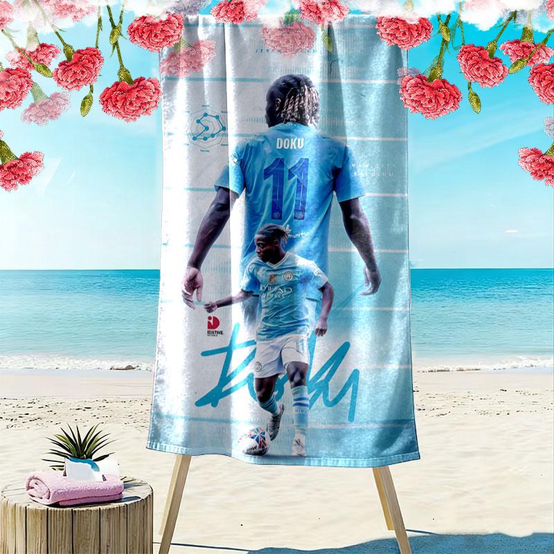 Manchester City Aufdruck Strandtuch, Großes Weiches Schnelltrocknendes Handtuch für Strand Camping Schwimmen