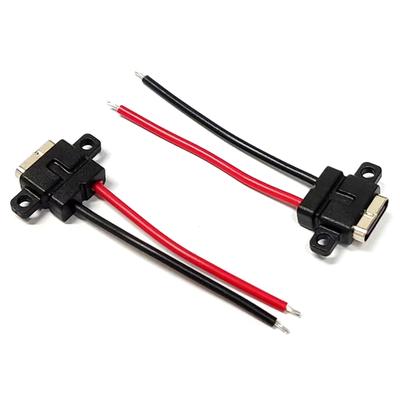 Prise USB C femelle étanche à 2 broches Type-C avec trou de vis Interface de charge rapide Connecteur USB avec câble H11,5 mm