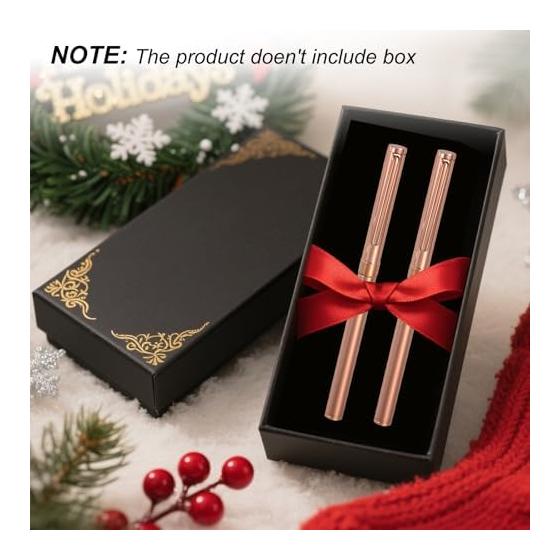PATIKIL Luxury Metal Rollerball Pen, 0.5mm Black Ink, Premium Craftsmanship Gift for Men & Women, Office Signature Writing, Rose Gold, Lightweight