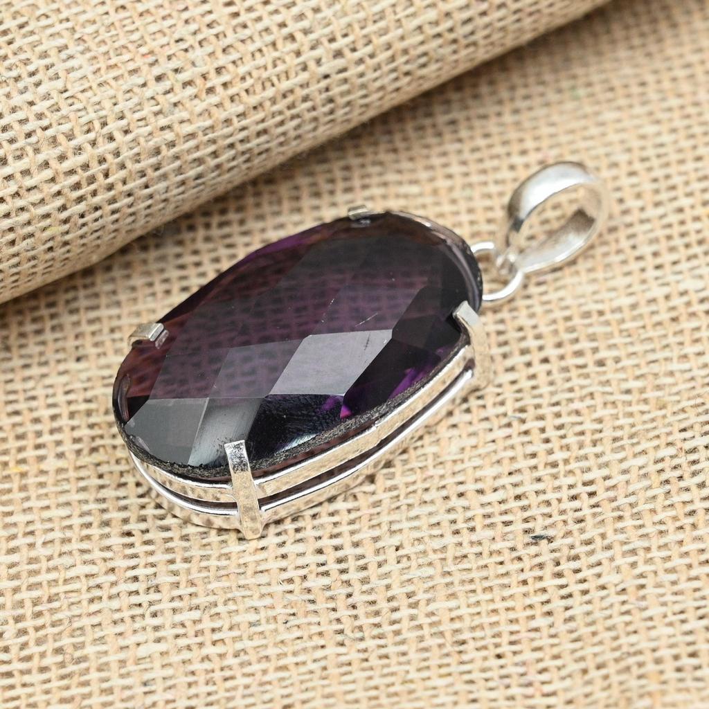 Pingente feminino de prata esterlina 925 com pedra preciosa ametista facetada para presentes