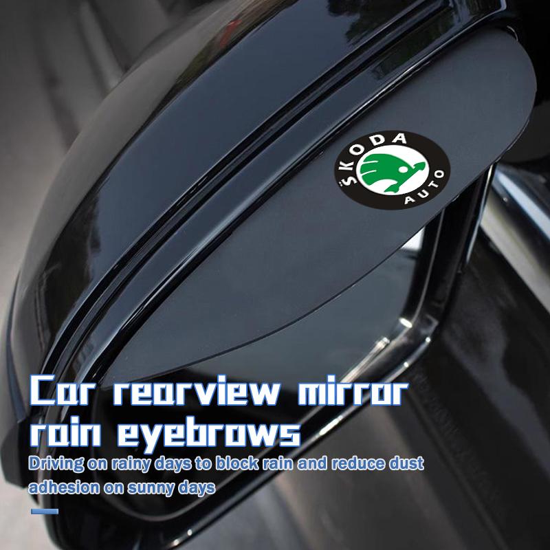 AAABS1 For Skoda 2PCS Soft Rubber Rearview Mirror Rain Eyebrow Styling Accessories Fabia Kamiq Superb Scala Enyaq-iV MK3 VisionS Yeti