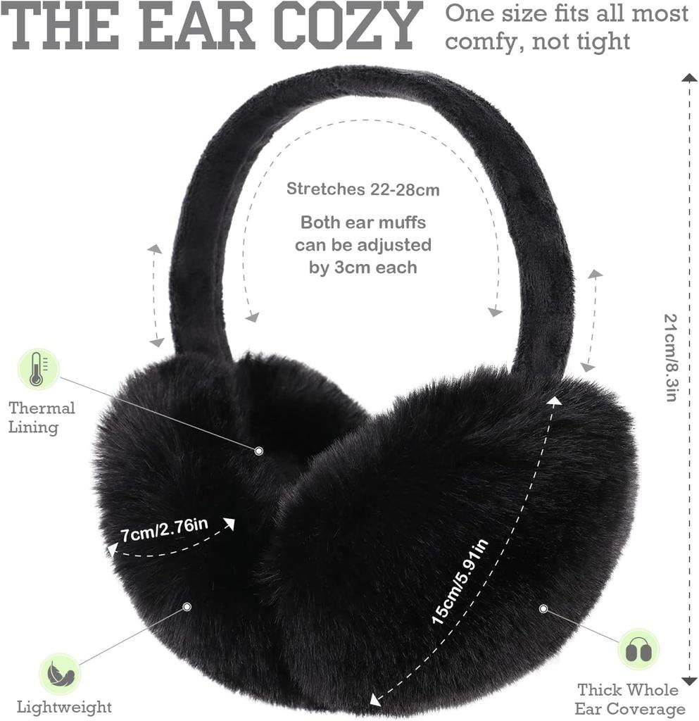 Women Winter Ear Muffs Warm faux fur Earmuffs Foldable Ear Warmer Ladies Ear Covers 2Pack