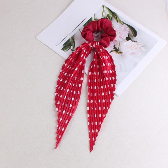 Hair Rope Dot Print Pleated Ribbon Hair Tie No Damage High Elasticity Ponytail Holder Lightweight Daily Hair Accessory