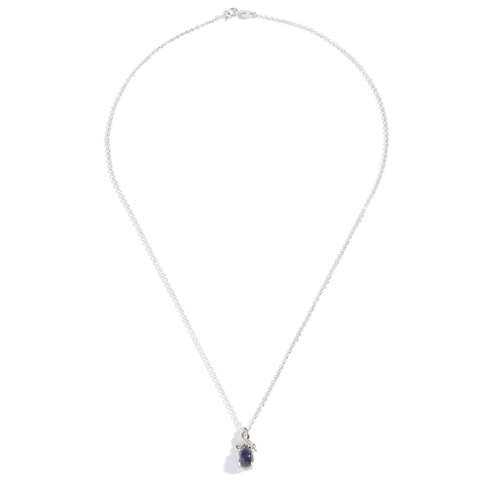 Elegant Tree Leaves Design 925 Sterling Silver Pendant necklace Natural Iolite oval 6*8mm fine jewelry for women's party gifts