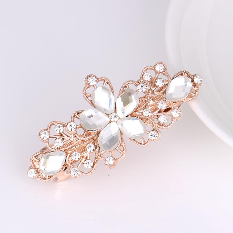 Fashionable Bow Hair Clip, Women's Pearl Flower Crystal Hairpin, Spring Clip Hair Accessory