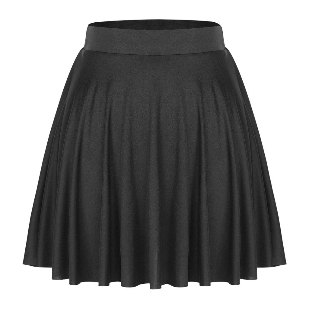 Falda de Color Sólido con Volantes para Mujer: Falda Acampanada Casual con Cintura Elástica para Ropa de Estar en Casa Ropa Deportiva