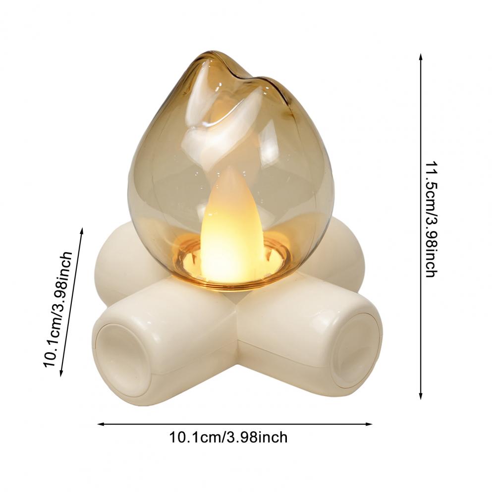 Realistic Flame Lamp Desk Light with Flickering Fires Effect USB Campfire Night Light Vintage Style Table Lamp for Bedroom Decor