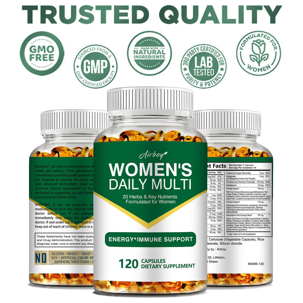 Airboy - Women's Nutritional Supplement Capsules - Vitamins and Minerals, Multipurpose Blend - Energy Supplement
