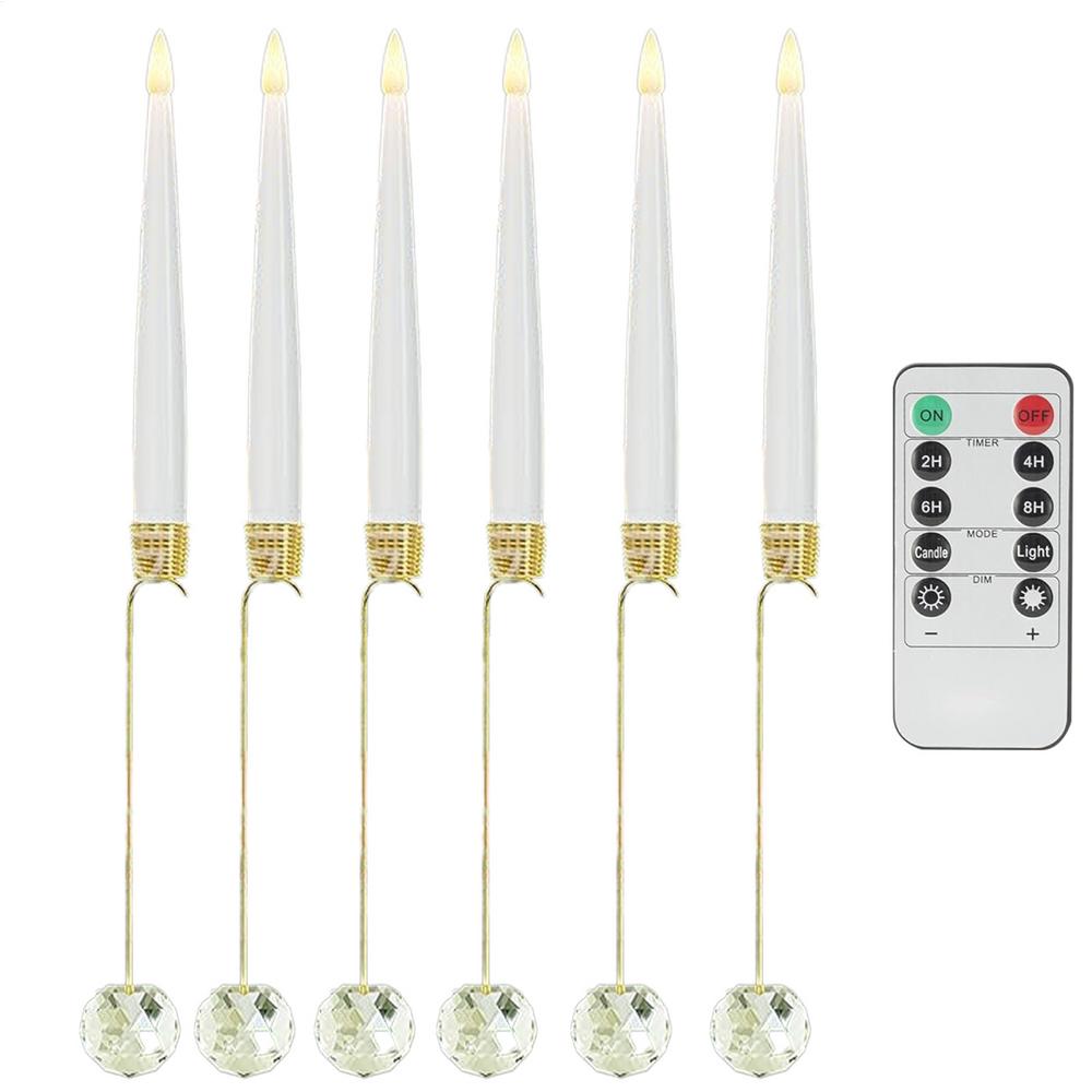 

Рождественские свечи Мерцающие беспламенные свечи с пультом 6 штук Беспламенные светодиодные с крючком-шариком из жемчуга Декор для праздничной кухни красный