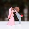 1 Pair Miniature Wedding Cake Toppers Mini Bride Groom Figurine Romantic Kissing Couple Resin Statue for Anniversaries Engagement Party Bridal Shower