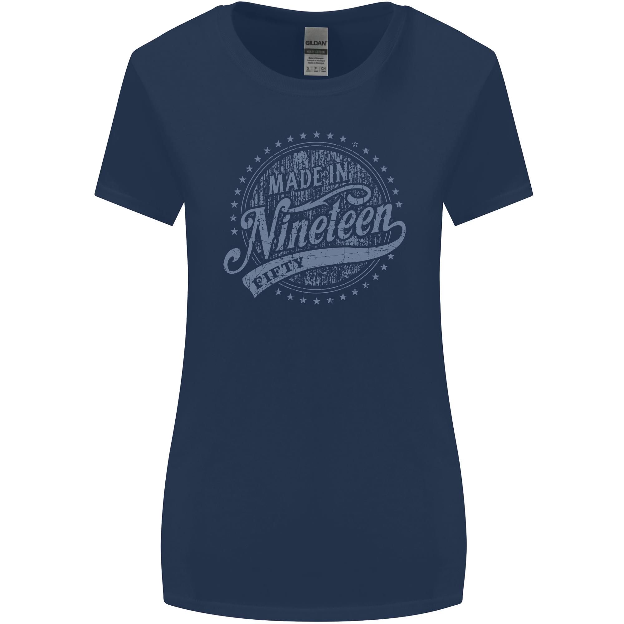 Distressed 76th Birthday Made In 1950 Unisexs Wider Cut TShirt Navy Blue S