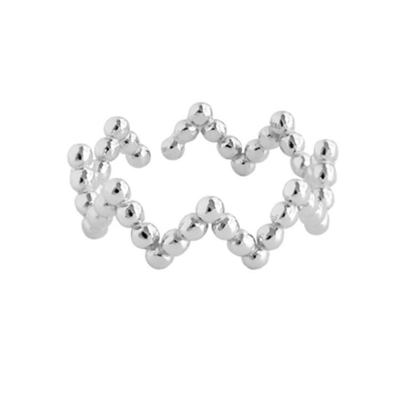

New Creative Round Bead Wave Simple 925 Sterling Silver Jewelry Personality Geometric Smooth Bead Opening Rings TYB462 серебряный