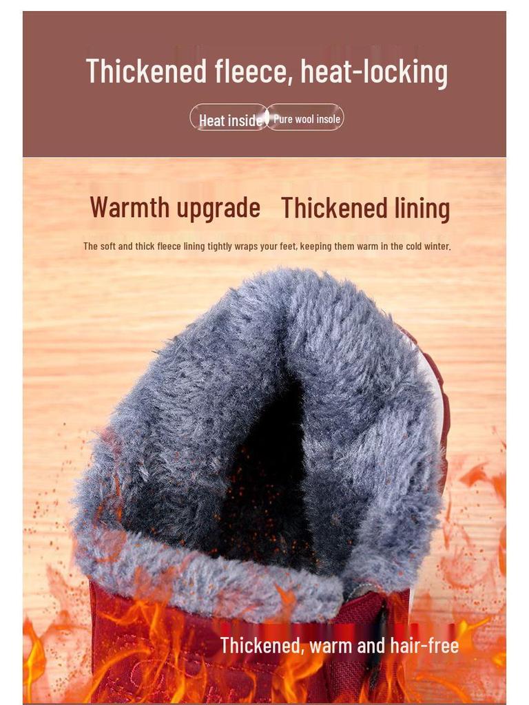Women's Waterproof Non-slip Winter Boots - Warm Velvet-lined, Flat Bottom, Mid-Aged & Short