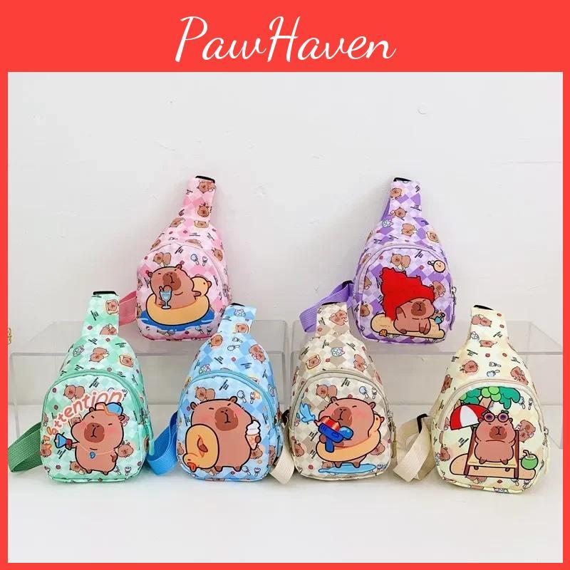 Capybara Cartoon Cute Printed Children Shoulder Bag Chest Pack For Outdoor Use
