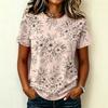 Womens Casual Raglan Sleeve Crew Neck Short Sleeve Top Floral Print Lightweight Comfortable Fit