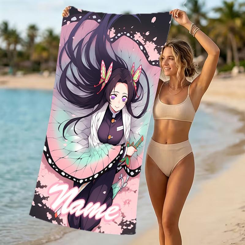 Customizable Personalized Beach Towels Demon Slayer Character Theme Themed designs.Suitable for the Beach, Yoga, Sports;ideal As Beach Accessories