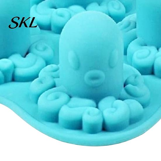 Unique Shaped Ice Cubes Octopus Cube Tray Mold, 4 Grid Maker, Food Grade Flexible TPR Soft Easy Release for Jelly Chocolate Drinks And Cocktails Small