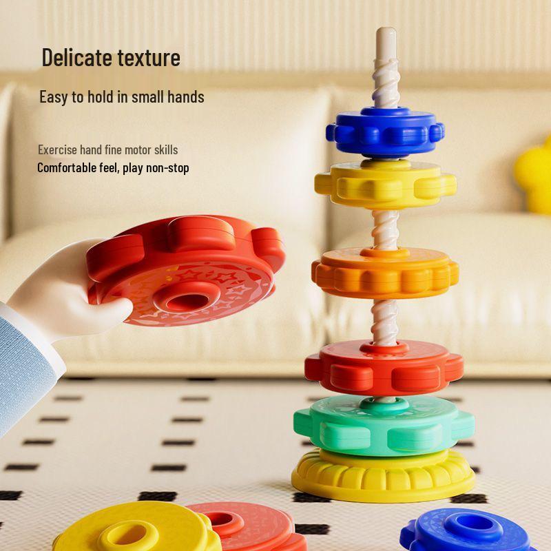 Colorful Baby Stacking Rings - Rainbow Spinner Tower Educational Toy for Infants and Toddlers