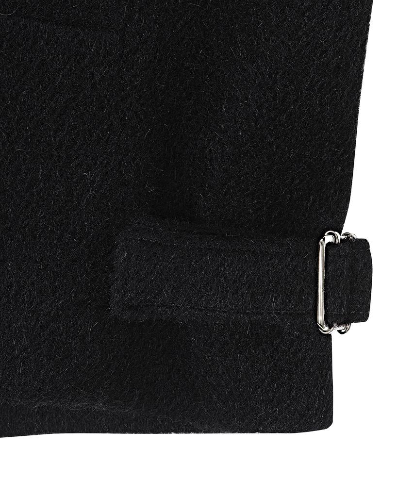 Noirer Alpaca Crop Zip-Up Jacket (Black)
