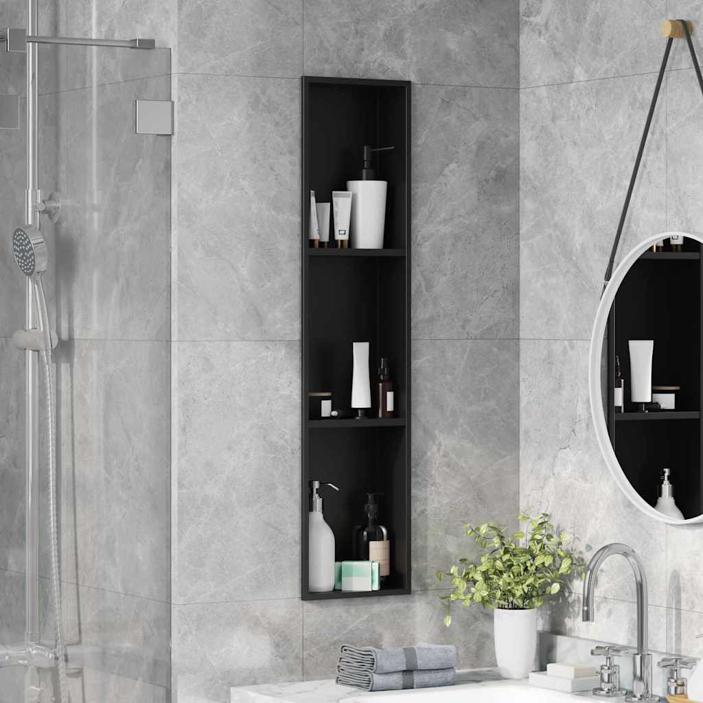 Shower Niche Shelf Black 90 x 20 x 9.5 cm Stainless Steel