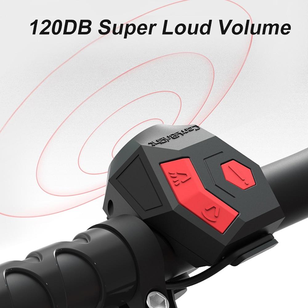 Sino eletrônico de buzina para bicicleta, recarregável, antirroubo, 120db, buzina alta para bicicleta, mtb, scooter, acessórios de bicicleta