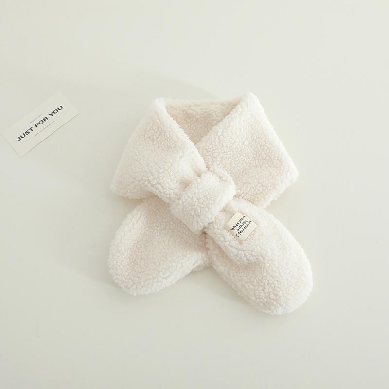 Winter Baby Fleece Scarf Thick Warm Plush Neck Warmer Solid Cute Cross Scarf For Kids Girls Boys POLYESTER белый