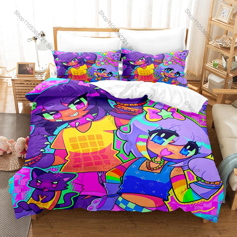 Rainbow Alien Nyan Cat Meme Duvet Cover Set 1 Duvet Cover + 2 Pillowcases Cute Internet Cartoon Bed Linens Gift Home Textile