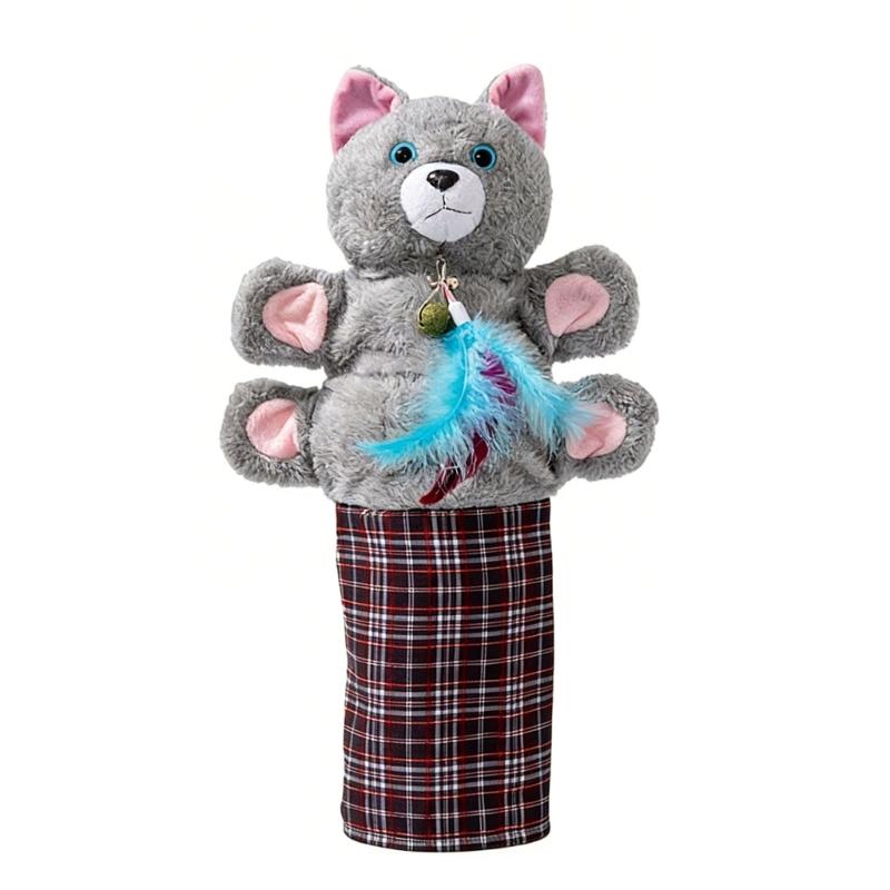 

Soft Fabric Cats Wrestler Puppet Toy With Furry Construction For Scratching Play And Living Room Display 1