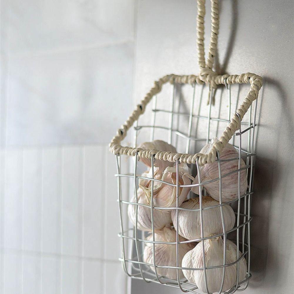 Nordic Kitchen Wall Organizer Metal Cabinet Storage Basket Small Stuff Snacks Support