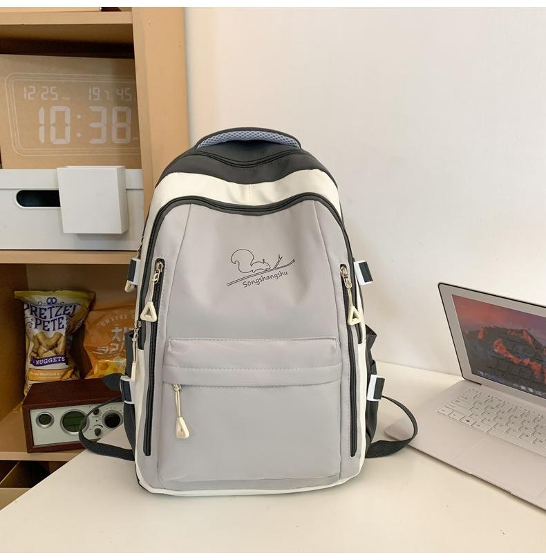 Schoolbag new trendy junior and senior high school student backpack, simple casual backpack, fashionable collegiate style patchwork color backpack,