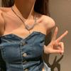 Sweet and Cool Splicing Crystal Necklace Women's High-end Design Sense Niche Beaded Collarbone Chain, New Chain Men's Trend