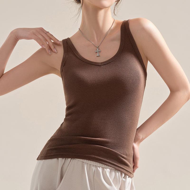 U-neck Vest, Suspender Women's Spring and Summer New Slim-fit Inner Cover, Breast Cover, Beautiful Back and Outer Wear, Bottomed Sleeveless Top