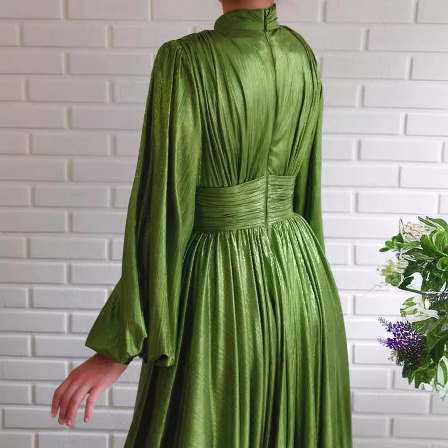 Abito Svasato alla Moda Slim Fit Nuova Stagione - Verde Avocado