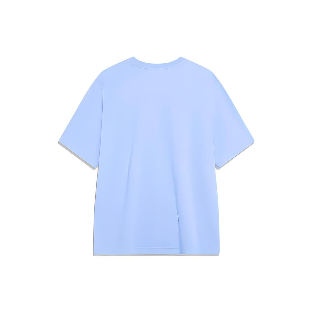 Li-Ning Pure Color Round Neck Casual Loose Short Sleeve Drop Shoulder T-Shirt Men Tops River-Grey-Blue AHST587-2