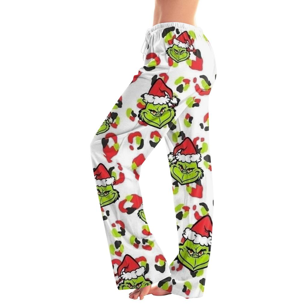 Womens Pajama Pants Sleepwear Casual Drawstring Elastic Waist Pants Comfy Straight Yoga Loose Trousers