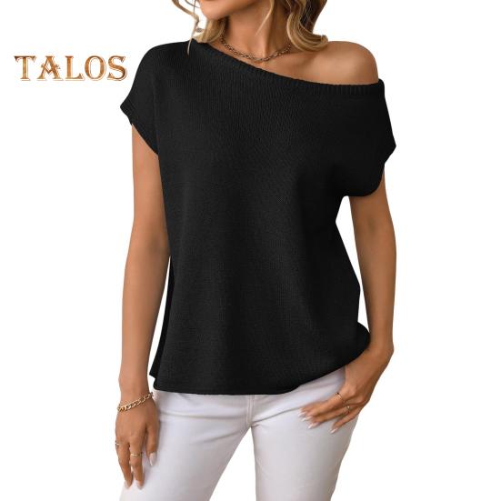 

Женские топы с коротким рукавом и воротником-стойкой, однотонные футболки, весна-лето, эластичные пуловеры, топы на каждый день M чёрный