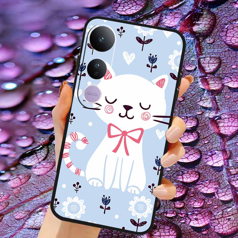 Case For Vivo V50 Lite Soft 3D Flower Relief Emboss Silicone Covers for Vivo V 50 Lite 4G 5G V50Lite Soft Capa Protective Casing