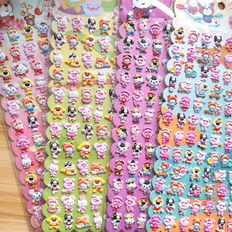 4 Pcs Cute Little Animals EVA Bubble Stickers - Multiple Styles of Adorable Cartoon Decor, Perfect for Scrapbook Diary Notebook